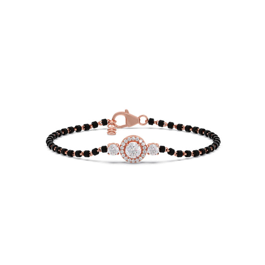Round Solitaire Diamond Trio Mangalsutra Bracelet - Rose