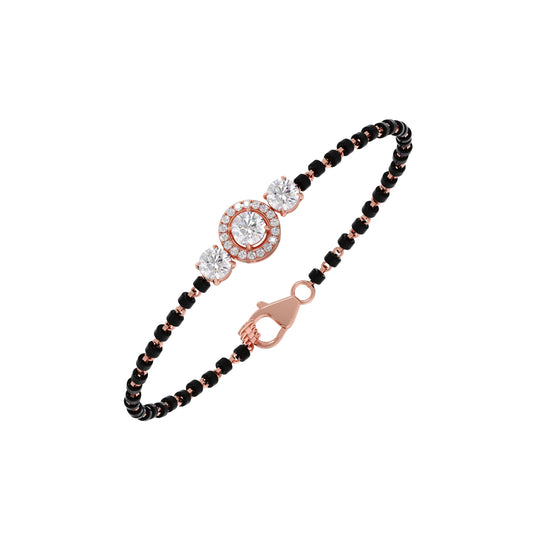 Round Solitaire Diamond Trio Mangalsutra Bracelet - Rose