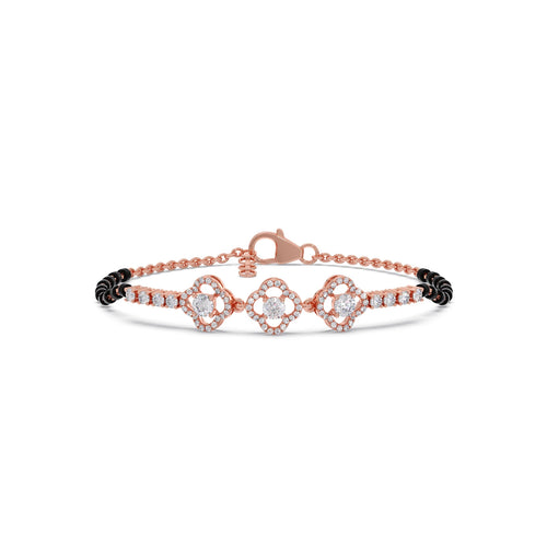 Triple Solitaire and Accent Diamond Mangalsutra Bracelet