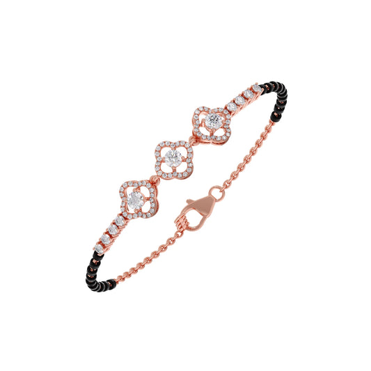Triple Solitaire and Accent Diamond Mangalsutra Bracelet - Rose