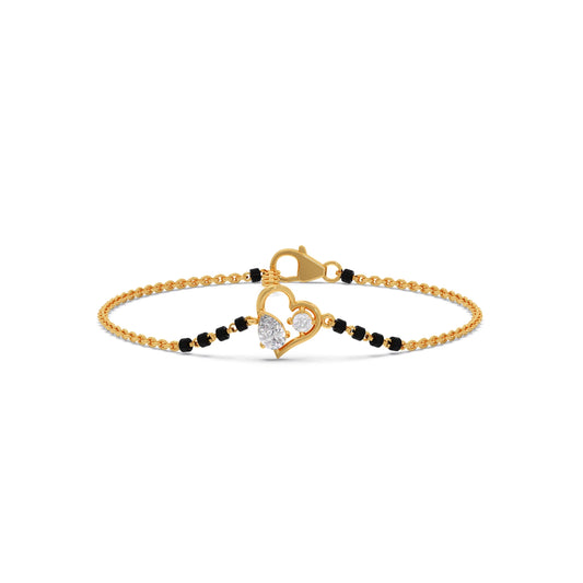 Pear and Round Diamond Mangalsutra Bracelet - Yellow