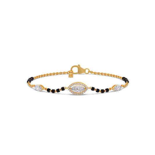 Marquise and Round Diamond Mangalsutra Bracelet - Yellow