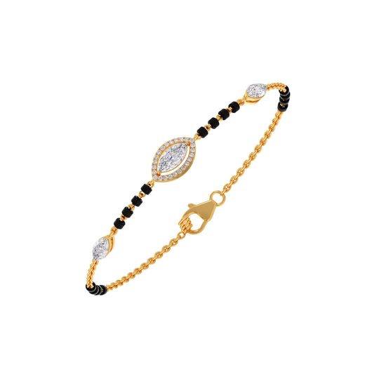 Marquise and Round Diamond Mangalsutra Bracelet - Yellow