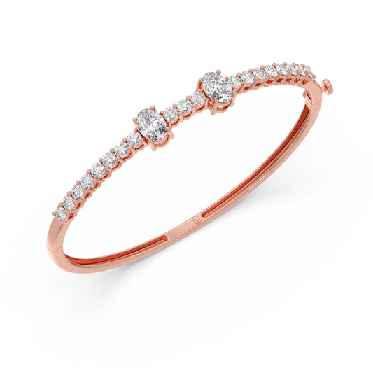 Oval Center with Round Accent Diamond Bracelet - Rose