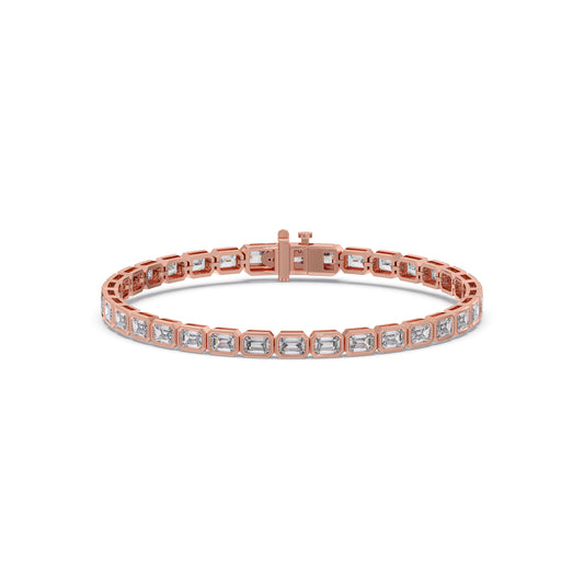 6.20 ct Bezel Emerald Diamond Tennis Bracelet - Rose