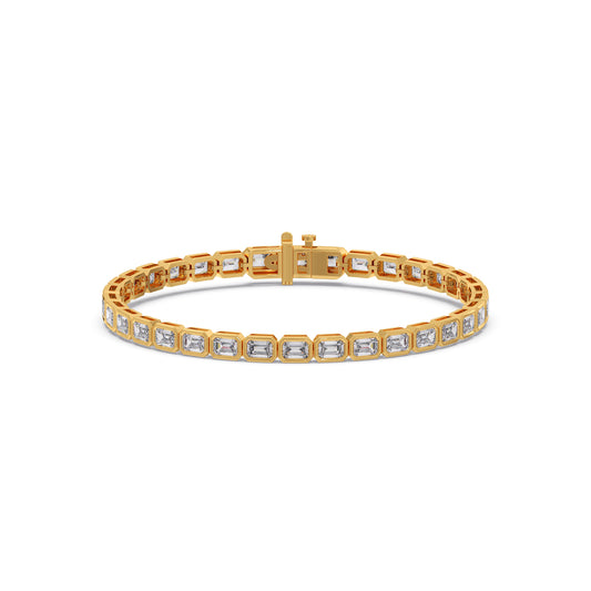 7.01 ct Bezel Emerald Diamond Tennis Bracelet - Yellow