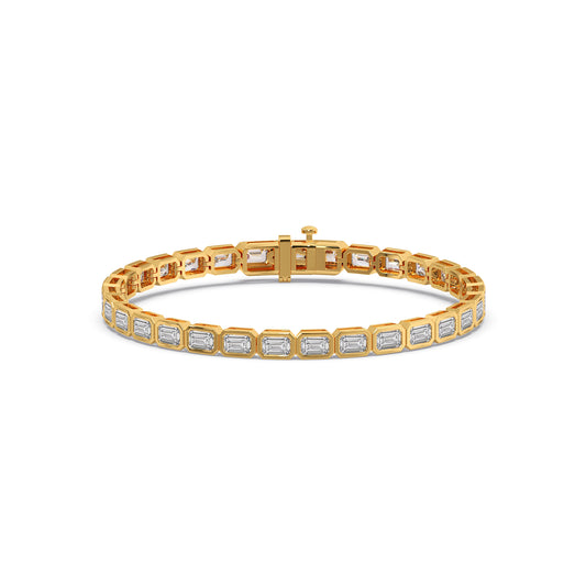 6.20 ct Bezel Emerald Diamond Tennis Bracelet - Yellow