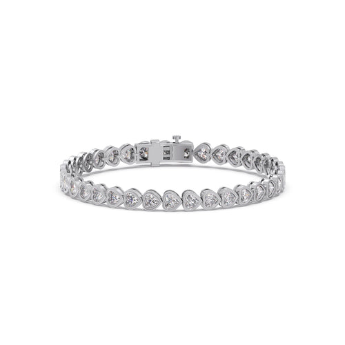 7.11 ct Bezel Heart Diamond Tennis Bracelet
