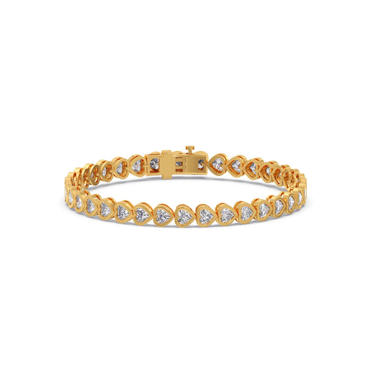 7.11 ct Bezel Heart Diamond Tennis Bracelet - Yellow