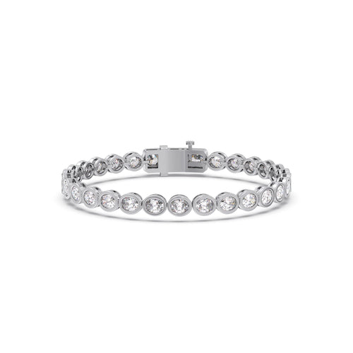 6.25 ct Bezel Oval Diamond Tennis Bracelet