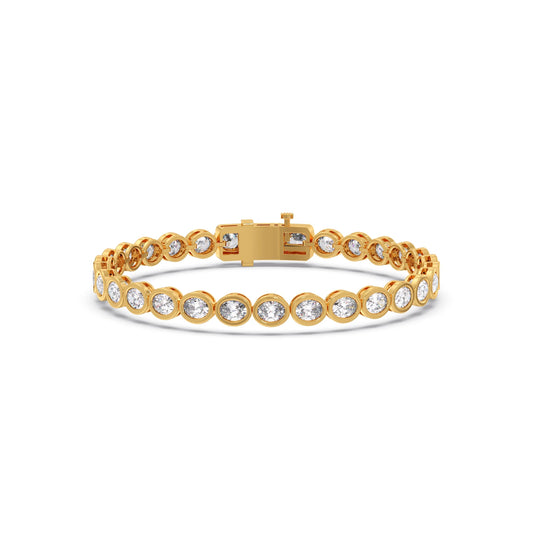 6.25 ct Bezel Oval Diamond Tennis Bracelet - Yellow