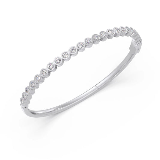 Round Bezel Diamond Bracelet - White