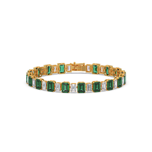 13.30 ct Verdant Emerald Gemstone Tennis Bracelet - Yellow