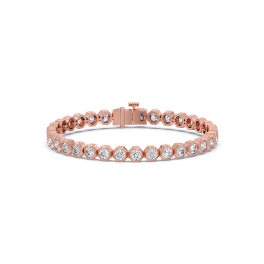 8.92 ct Lucent Round Diamond Tennis Bracelet - Rose