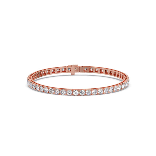 6.86 ct Heirloom Round Diamond Tennis Bracelet - Rose
