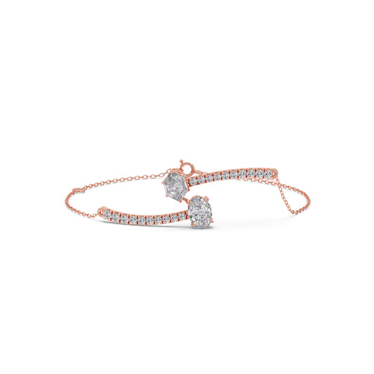 Hexa Oval Diamond Chain Bracelet - Rose