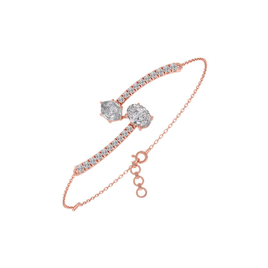 Hexa Oval Diamond Chain Bracelet - Rose