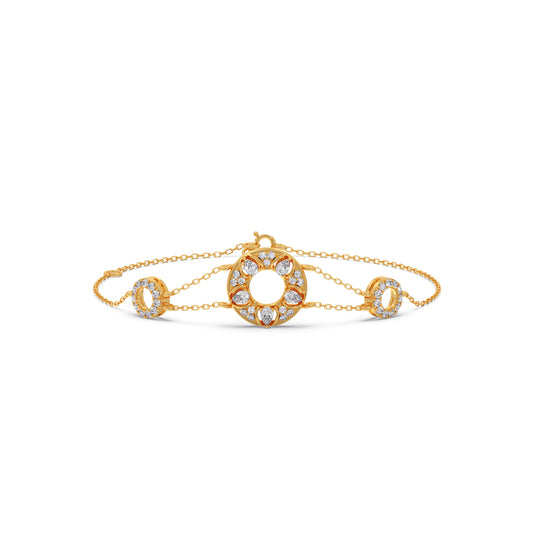 Round Diamond Triple Circle Bracelet - Yellow