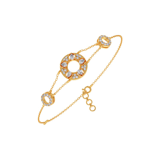 Round Diamond Triple Circle Bracelet - Yellow