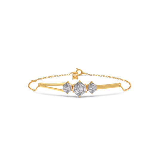 Hexa Trio Chain Bracelet - Yellow