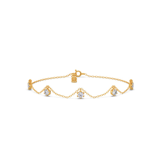 Classic Round Diamond Chain Bracelet - Yellow