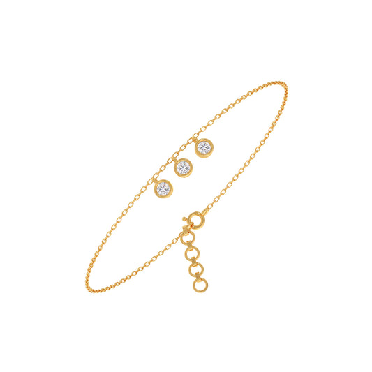 Trinity Bezel Chain Bracelet - Yellow