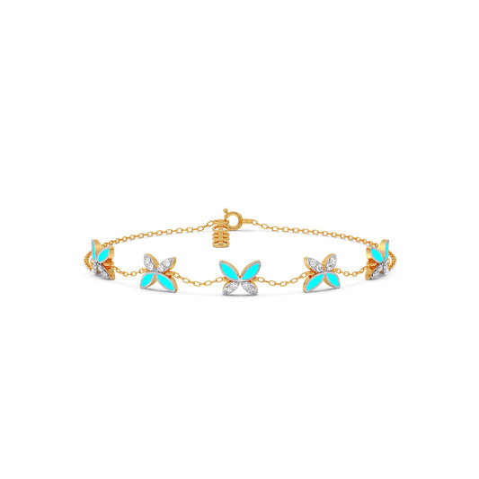 Fleur Butterfly Diamond Chain Bracelet - Yellow