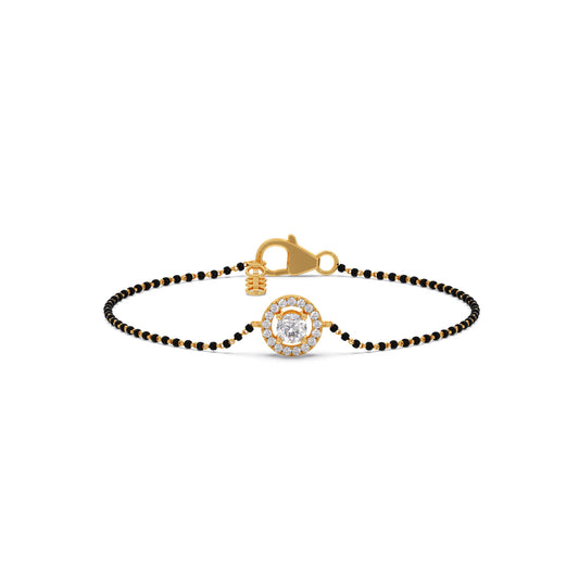 Halo Round Mangalsutra Bracelet - Yellow