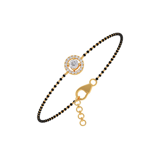 Halo Round Mangalsutra Bracelet - Yellow