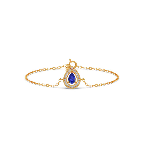 Blue Teardrop Halo Diamond Bracelet