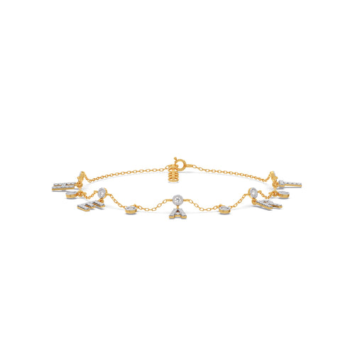 Heart Letters Diamond Charm Bracelet