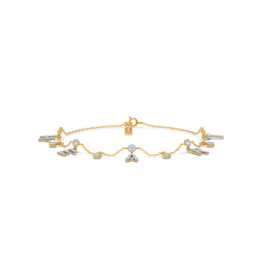 Heart Letters Diamond Charm Bracelet - Yellow