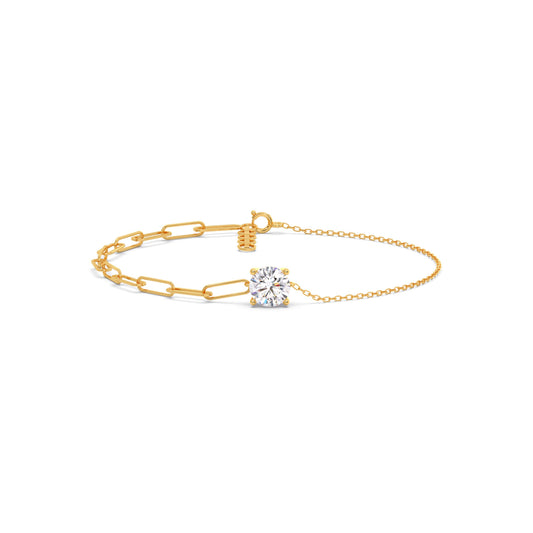 0.95 ct Round Solitaire Paperclip Chain Bracelet - Yellow