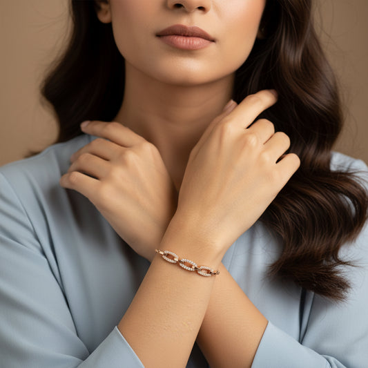 Golden Interlink Diamond Bracelet - MH