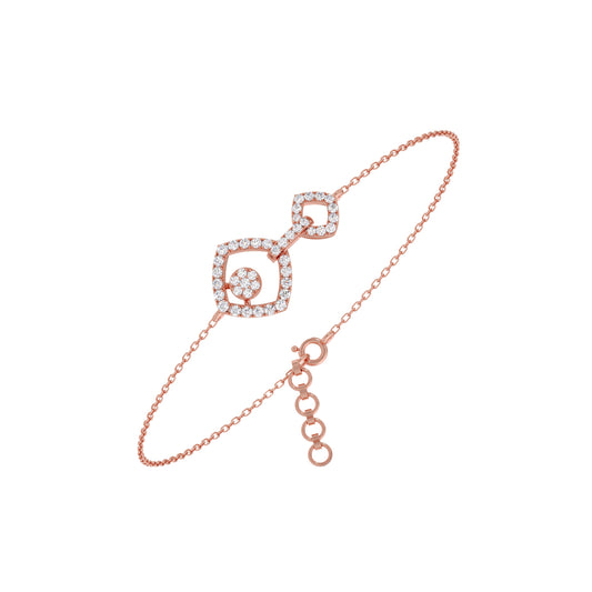 Interlocking Geometric Shape Diamond Chain Bracelet - Rose