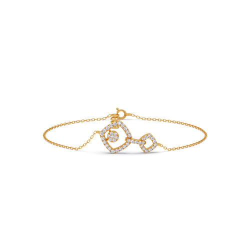 Interlocking Geometric Shape Diamond Chain Bracelet