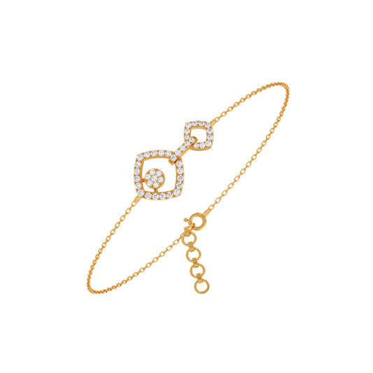 Interlocking Geometric Shape Diamond Chain Bracelet - Yellow