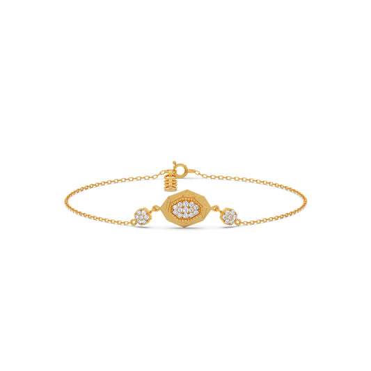 Elegant Geometric Round Diamond Bracelet - Yellow
