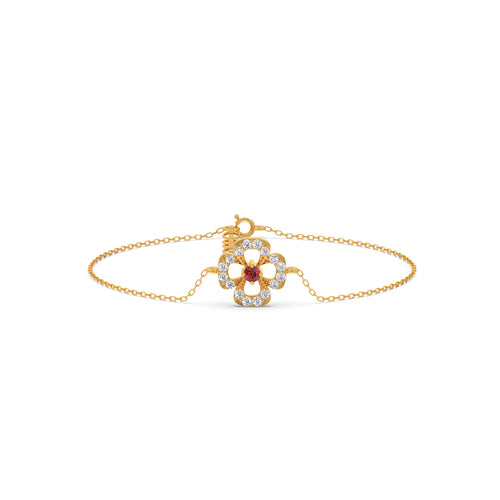 Red Gemstone Diamond Chain Bracelet