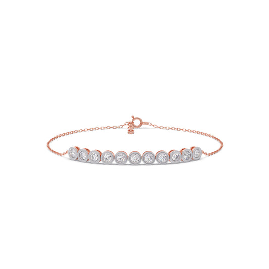 Linear Round Diamond Chain Bracelet - Rose