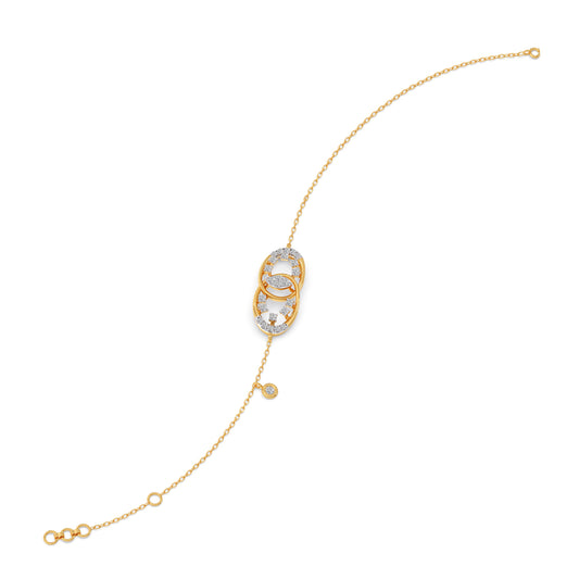 Twin Ellipse Inter Looped Diamond Bracelet - Yellow