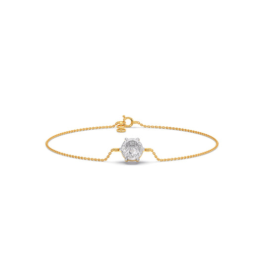 Portuguese Round Solitaire Chain Bracelet - Yellow