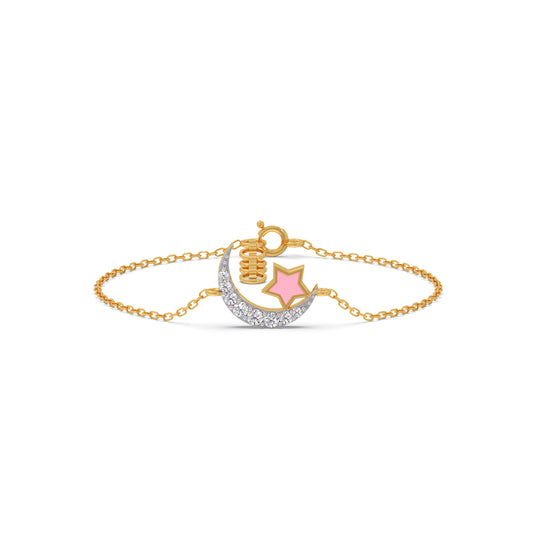Pink Stardust Moon Diamond Kids Bracelet - Yellow