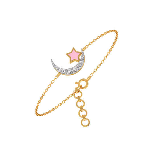 Pink Stardust Moon Diamond Kids Bracelet - Yellow