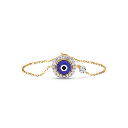 Halo Evil-Eye Diamond Chain Bracelet - Yellow