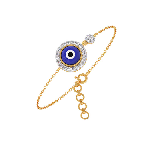 Halo Evil-Eye Diamond Chain Bracelet - Yellow