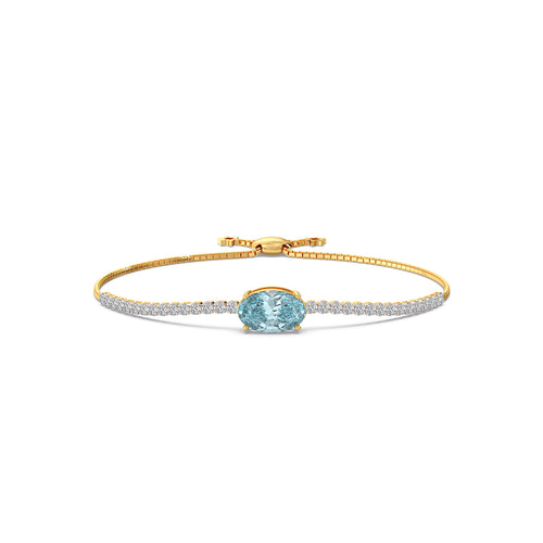 Aquamarine Blue Oval Gemstone Flexi Bracelet