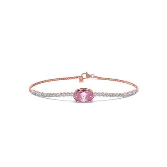 Pink-Majesty Oval Solitaire Chain Bracelet - Rose