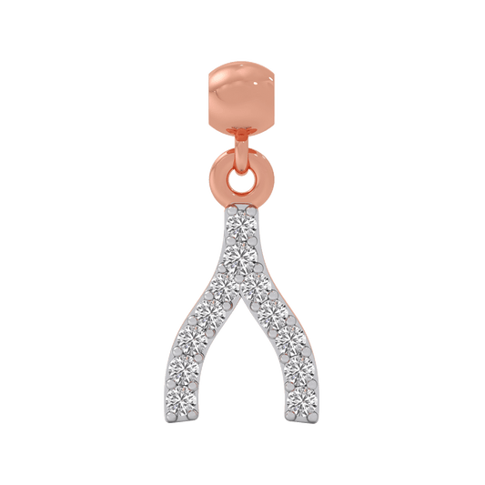 Fortune Wishbone Diamond Charm - Rose