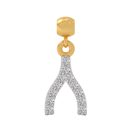 Fortune Wishbone Diamond Charm - Yellow
